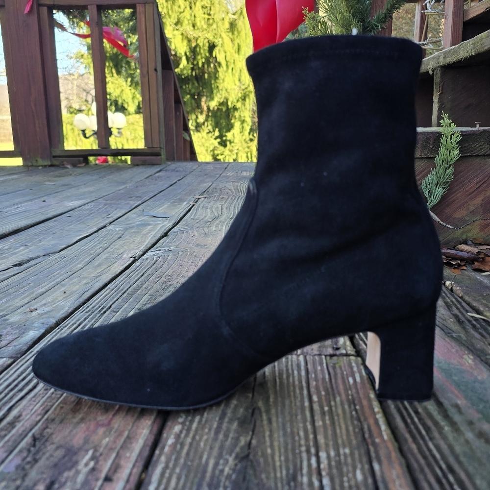 Stuart Weitzman, Sofia Sock Bootie, Black Suede, … - image 8
